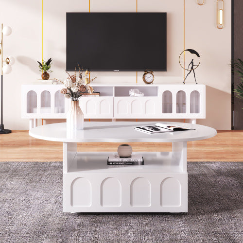 UK Local Coffee Table, Cloud-Shaped Coffee Table With Drawer And Storage Compartments