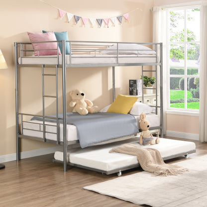 US Local METAL BUNK BED WITH TRUNDLE SILVER