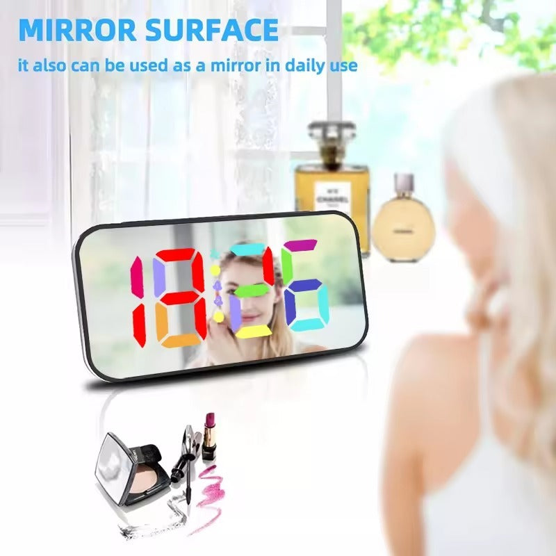 US Local LED Mirror Large Display Table Clock, Suitable For Bedroom, Home, Living Room, Office