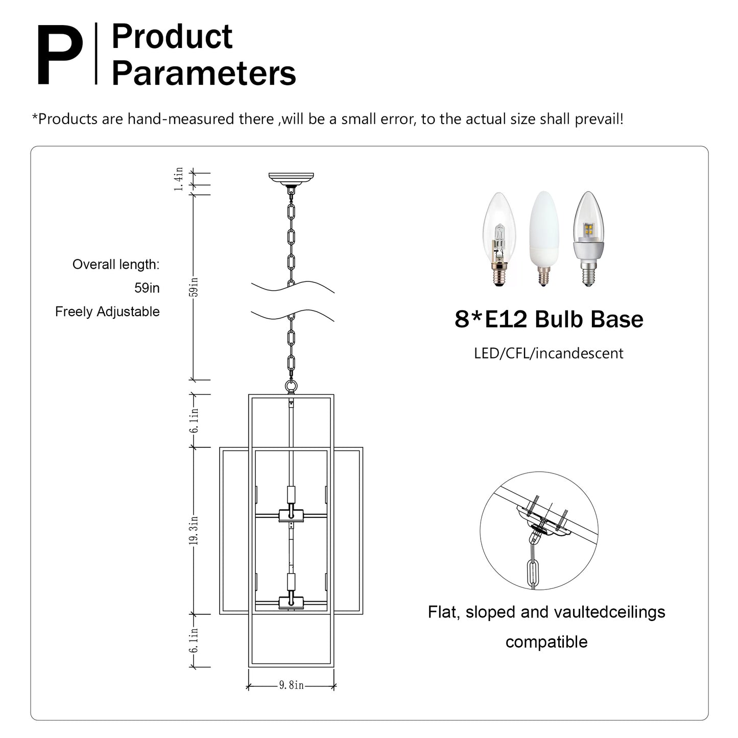 US Local 8-Light Metal Lantern Tiered Pendant Hanging Light Fixtures, Industrial Farmhouse Adjustable Height Chandeliers For Dining Room Hallway Foyer Entryway--Matte Black E12 Bulbs Not Included