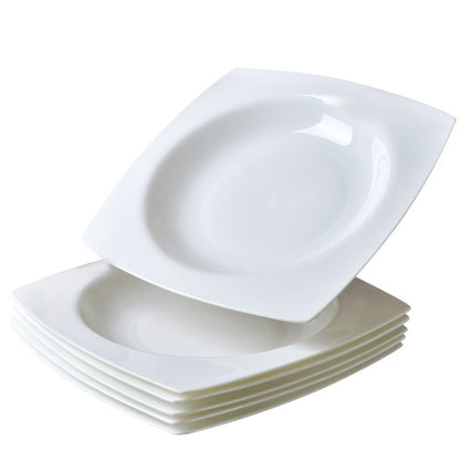 US Local 6-piece Set Of White Bone China 9.5-inch Square Soup Plate