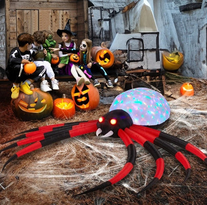 US Local 11.8 FT Halloween Inflatables Crawling Spider Outdoor Decorations With Rotating LED Lights