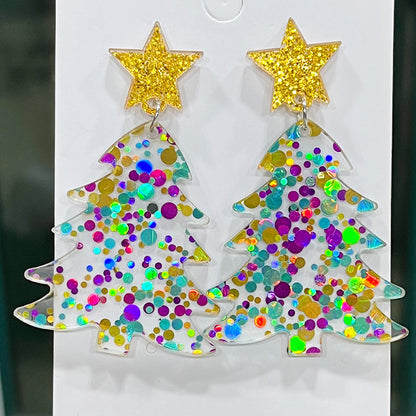 Christmas Atmosphere Earrings Sequins Colorful