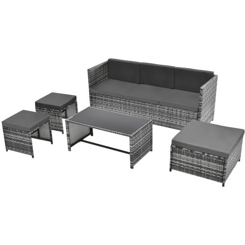 UK Local Lounge Set, Garden Furniture Set, Ratten Sofa, Seating Group, Patio Furniture, Grey