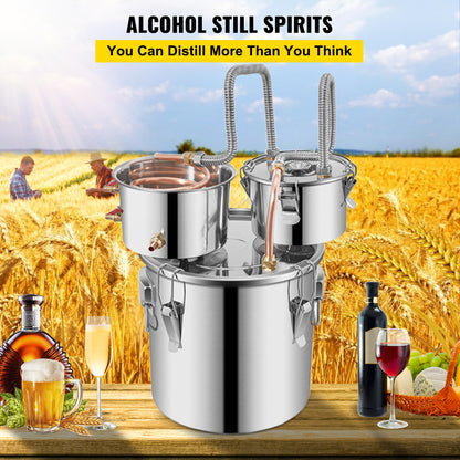 US Local 8Gal Home Use Moonshine Still Brewing Stainless Steel Water Wine Alcohol Double Keg