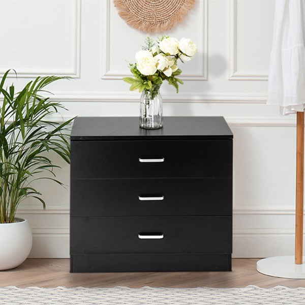 US Local 3 Drawers Bedside Table Black