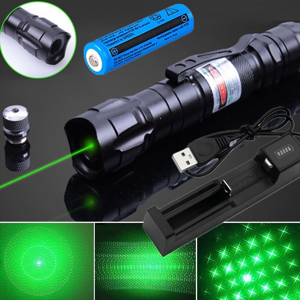 UK Local Green Laser Pointer USB Rechargeable Pen LED Flashlight Torch Visible Beam Lazer