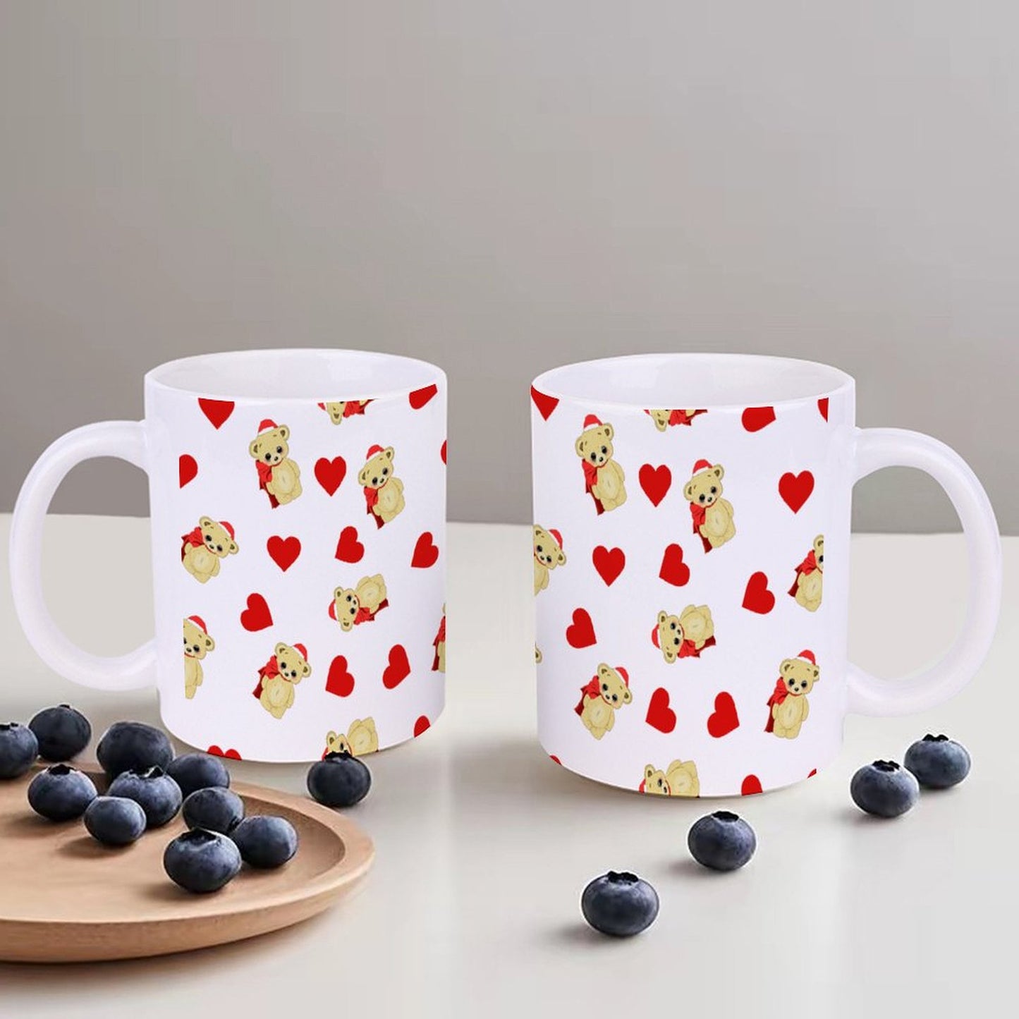 POD US Local White mug with full print, Christmas Teddy Bear, Love 0037