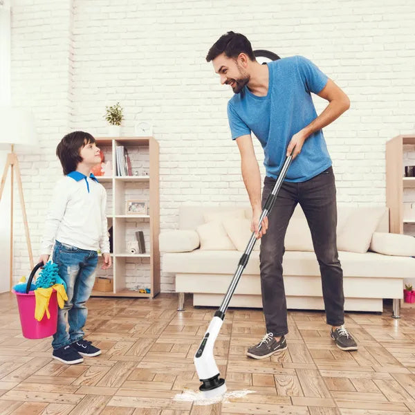 US Local Electric Spin Scrubber Cordless Cleaning Brush Extendable With 8 Replaceable Heads 2 Speed Adjustable Extension Arm Bathroom Tub Tile Floor