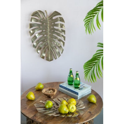 US Local 18.9x13.4x1.4 Gold Monstera Leaf Wall DEcor