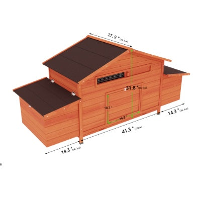 US Local Large Wooden Chicken Coop Outdoor Hen House Poultry Cage For Outdoor With 2 Sides Nesting Boxes,2 Free-range Doors Leakproof Tray