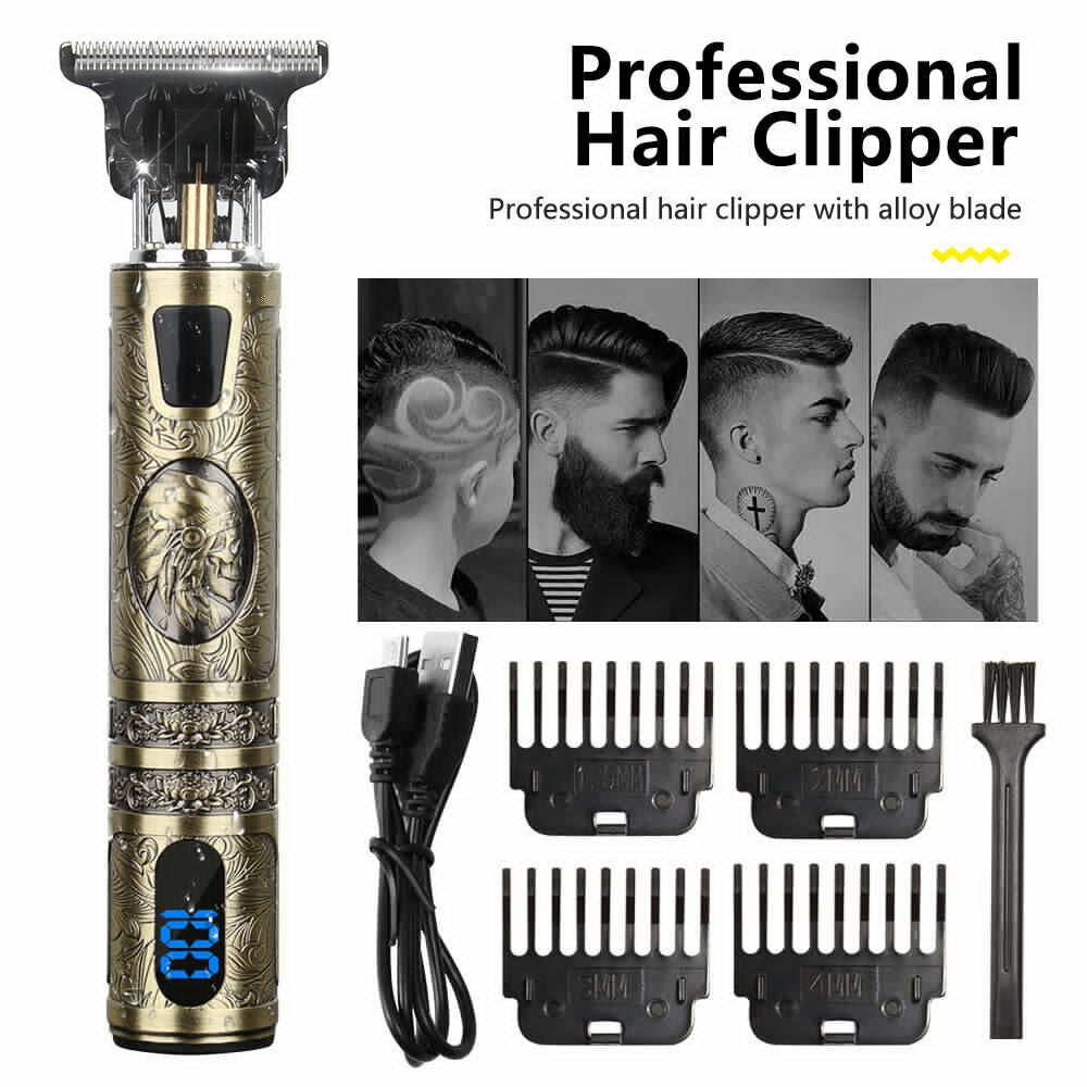 US Local Beard Trimmer Hair Clippers Cordless Hair Cutting Kit Barber Shaving Machine For Men USB Rechargeable