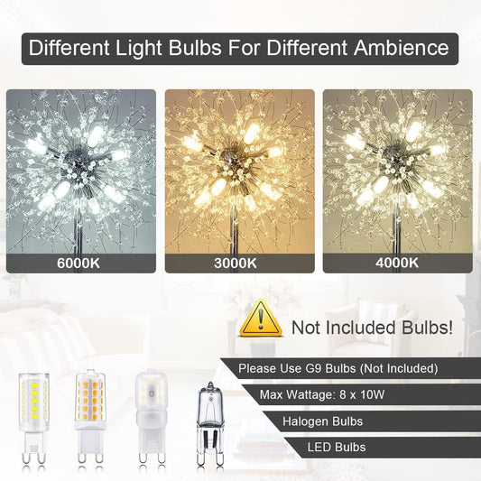 US Local Bedroom Crystal Floor Lamp,,69 Inch High Pole Lamp,Modern Room Decorative Floor Lamp,Includes 32 Fireworks Crystal Suspenders, Chrome Finish Unavailable Platforms- Welfel