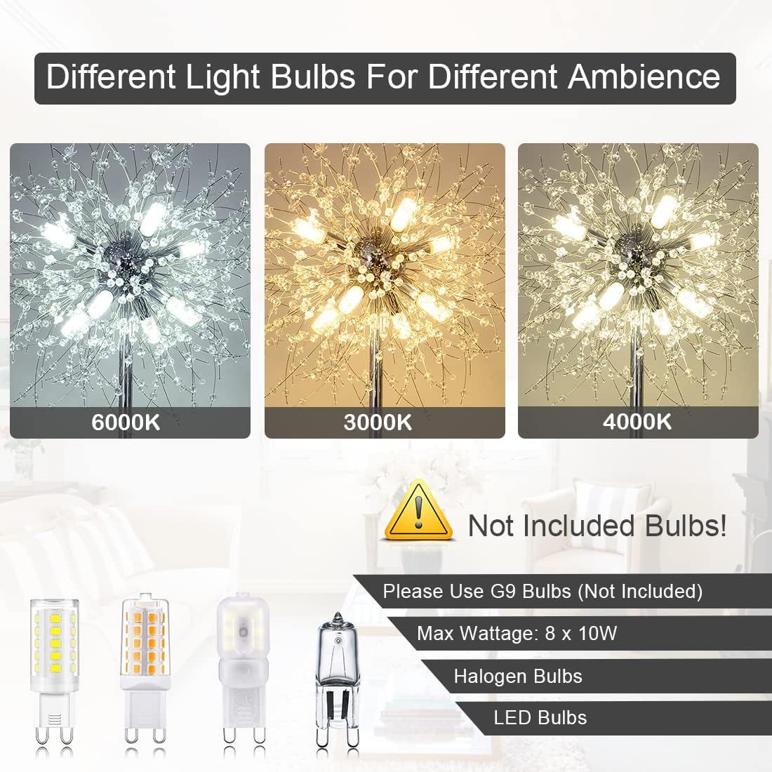 US Local Bedroom Crystal Floor Lamp,,69 Inch High Pole Lamp,Modern Room Decorative Floor Lamp,Includes 32 Fireworks Crystal Suspenders, Chrome Finish