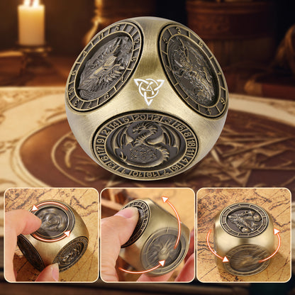 US Local 6-pack DND Dice Wheel Gift Box Set, Retro Wheel Metal Polyhedral Board Game Prop, Desktop Role Playing Decoration Collectibles Game Dice Accessories