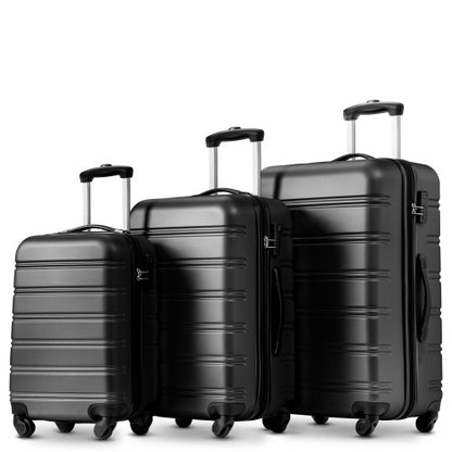 UK Local SET OF 3 ABS Hard Shell Travel Trolley Suitcase 4 Wheel Luggage Set Hand Luggage, 20,24,28 Inch