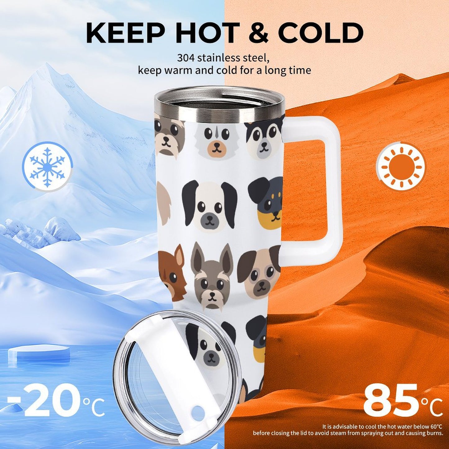 PHDT00240 POD US Local Tumbler 40 oz Large Capacity Car Cup Cartoon Dog