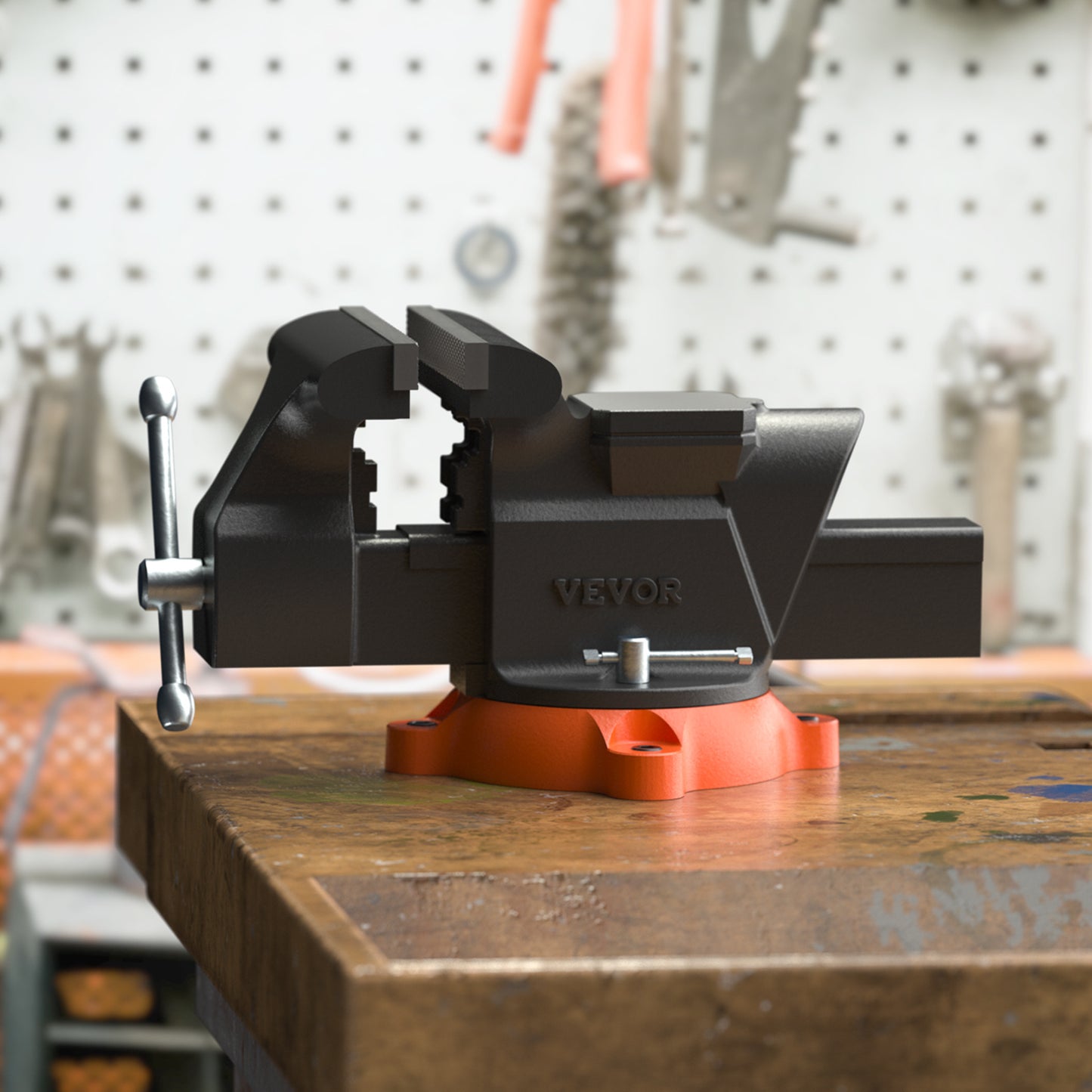 US Local VEVOR 6inch Bench Vise W Anvil Swivel Locking Base Heavy Duty Ductile Iron