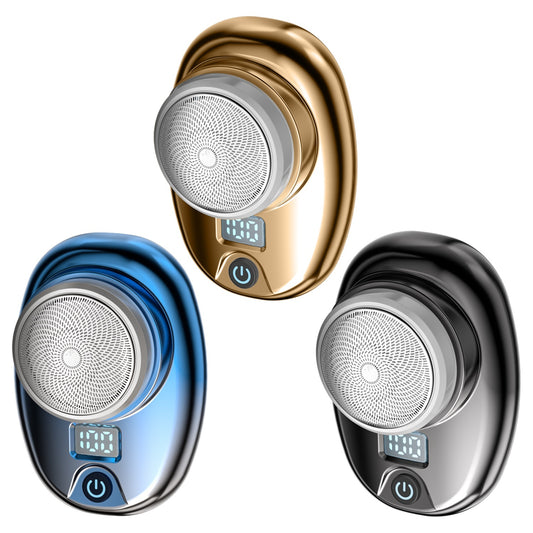 US Local Gold-Blue-Black Color Options 1Pc Portable Electric Shaver With LED Digital Display Type-C Rechargeable Electric Razor For Men Electric Beard Trimmer For Home Office Travel Car