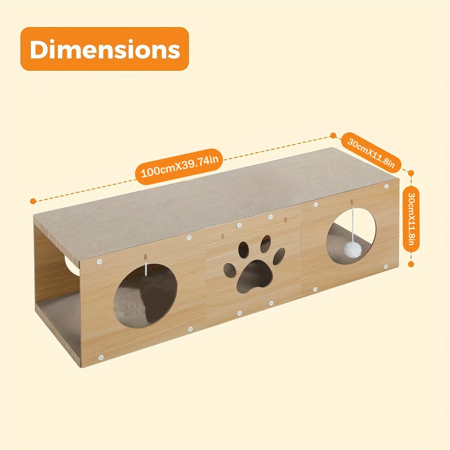 US Local MUlti-Hole Fun Cat Tunnel With Scratching Board And Game Pom Pom Cat Tunnel House, Interactive Cat Scratching House, Self-improvement Drilling Hole Teaser, Must-have For Multi-Cat Families