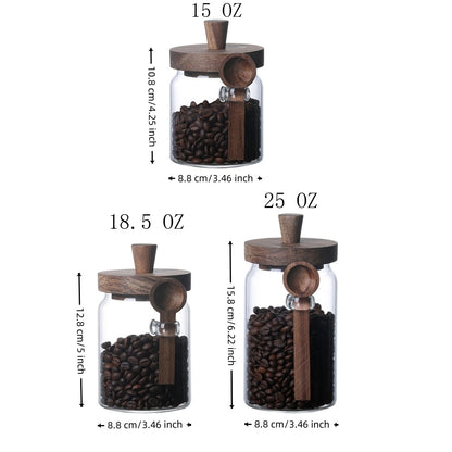 US Local 3 Pcs Glass Coffee Jars With Spoons, Candy Jars, Biscuit Jars, Storage Jars, Tea Jars, Snack Jars, Seasoning Jars, Salt Jars, Pepper Jars