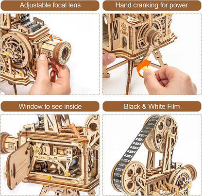 US Local ROKR 3D Wooden Puzzles Vitascope Mechanical Building Kits Movie Projector Toys