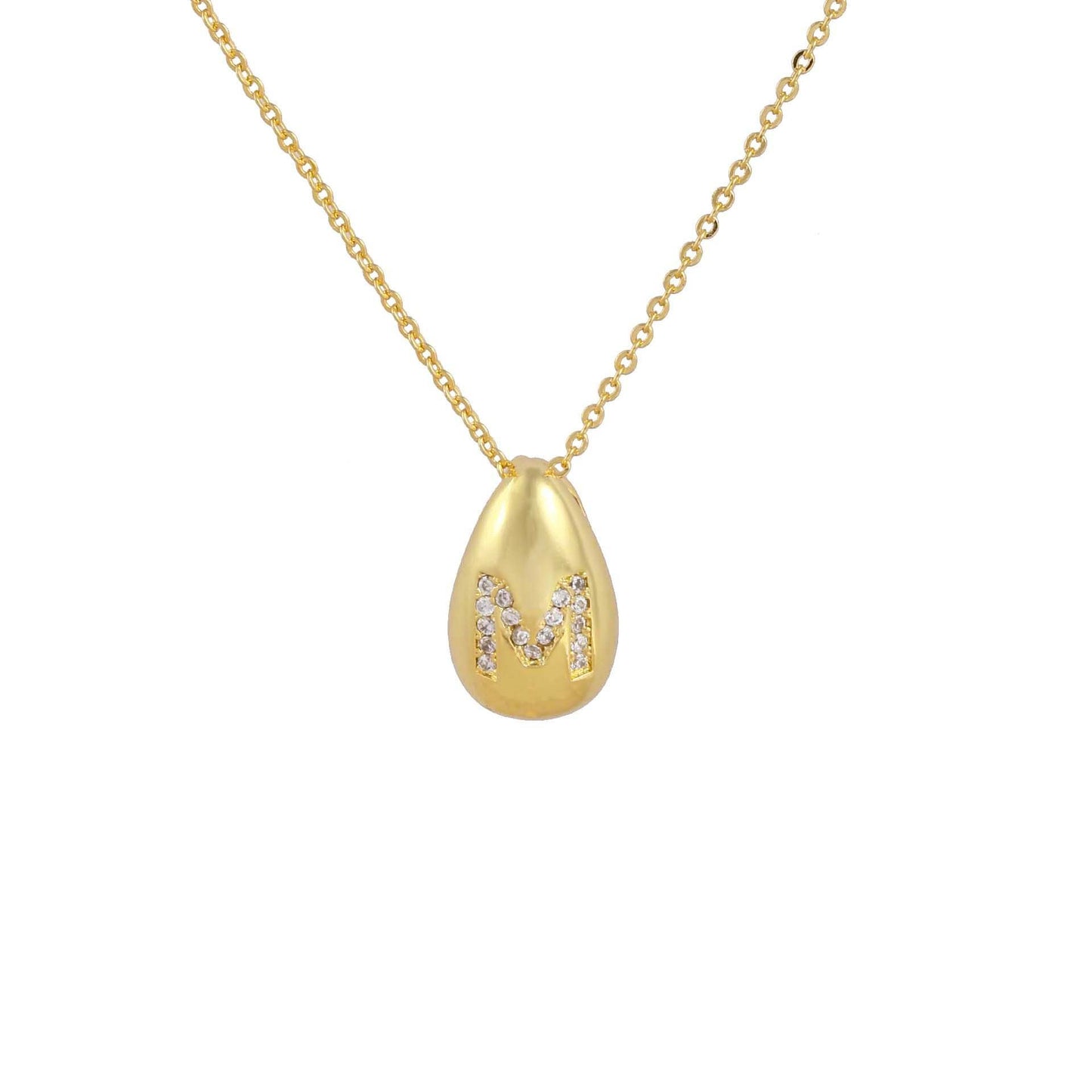 Glossy Water Drop 26 English Letter Pendant Copper-plated Gold Simple Pendant Female