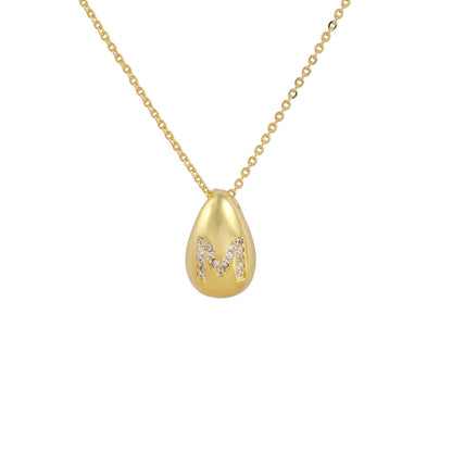 Glossy Water Drop 26 English Letter Pendant Copper-plated Gold Simple Pendant Female