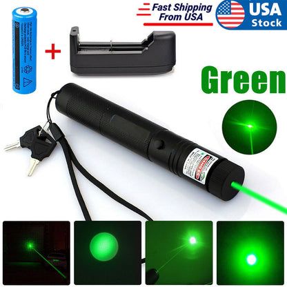 US Local 9900Mile Strong Green Laser Pointer Pen Light Visible Beam Lazer Torch 532nm USB Rechargeable Flashlight