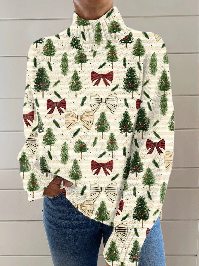 Women's Christmas Printed Turtleneck Sweater