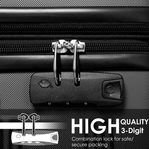 UK Local SET OF 3 ABS Hard Shell Travel Trolley Suitcase 4 Wheel Luggage Set Hand Luggage, 20,24,28 Inch