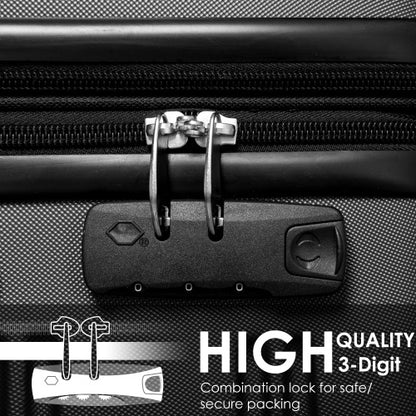 UK Local SET OF 3 ABS Hard Shell Travel Trolley Suitcase 4 Wheel Luggage Set Hand Luggage, 20,24,28 Inch