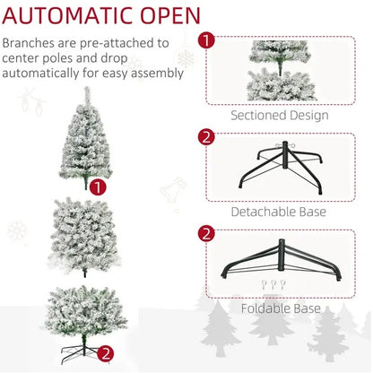 US Local 9ft Pre-Lit Snow-Flocked Slim Douglas Fir Artificial Christmas Tree With Realistic Branches, 550 LED Lights And 988 Tips