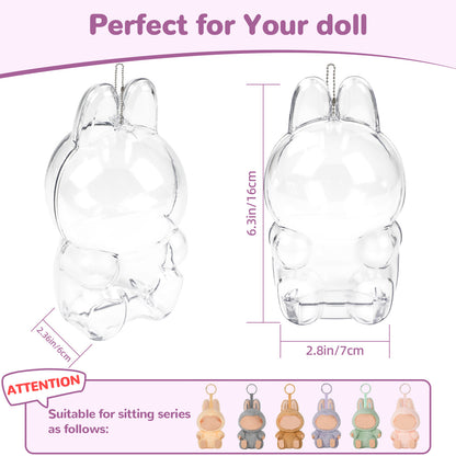 US Local Tocirelo Protective Case Cover Compatible With LABUBU Have A Seat, Clear Plastic Display Case With Keychain, Portable Acrylic Dustproof Accessories Protector Holder For Collectors  Doll Not Included