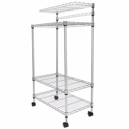US Local 4-layer Powder Coated Wheeled Microwave Oven Rack, Stainless Steel