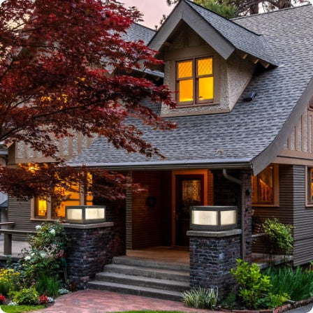 US Local 12 Black Solar Powered LED Post Cap Light, Modern Outdoor LED Fence Light For Pathways, Decks, And Patios  2-Pack