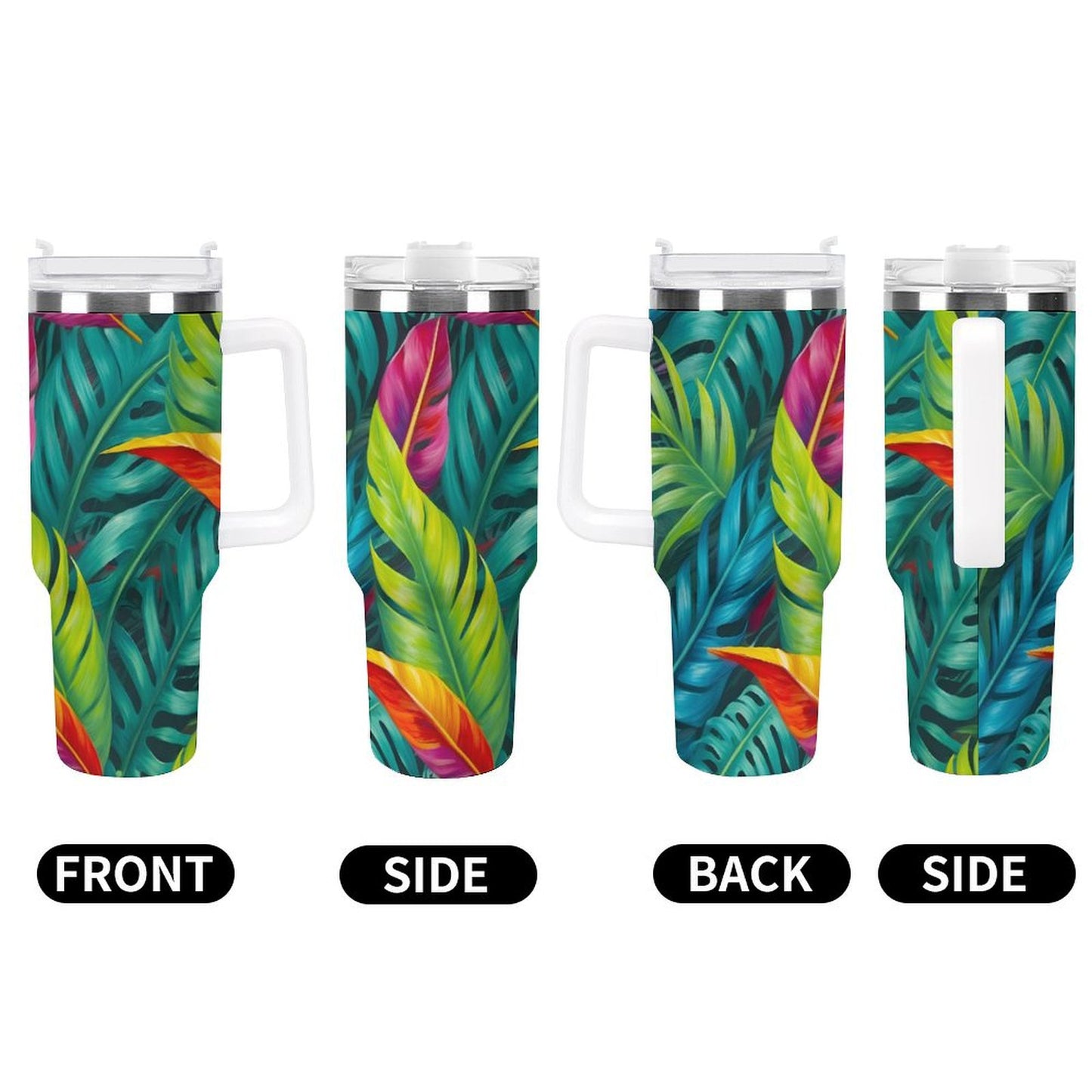 PHDT00098 POD US Local Tumbler 40 oz Large Capacity Car Cup Plants, Green, Leaves