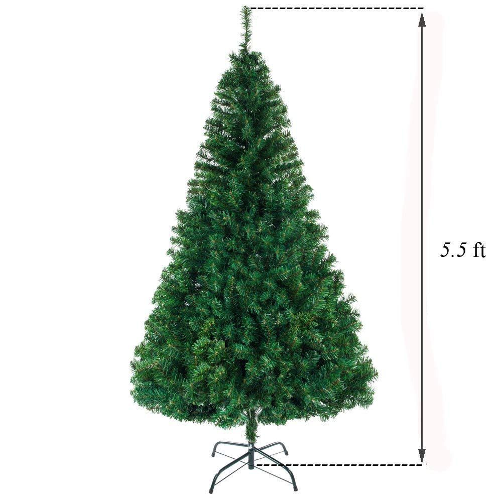 5.5FT Artificial Christmas Tree, Unlit Premium Hinged Spruce Xmas Tree With Solid Metal Stand, For Outdoor And Indoor Decor