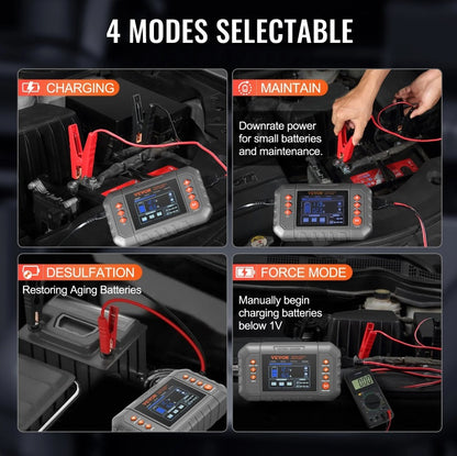 US Local VEVOR Smart Battery Charger, 20-Amp, Lithium LiFePO4 Lead-Acid AGM Gel SLA Car Battery Charger With LCD Display, Trickle Charger Maintainer Desulfator For Boat Motorcycle Lawn Mower Deep Cycle