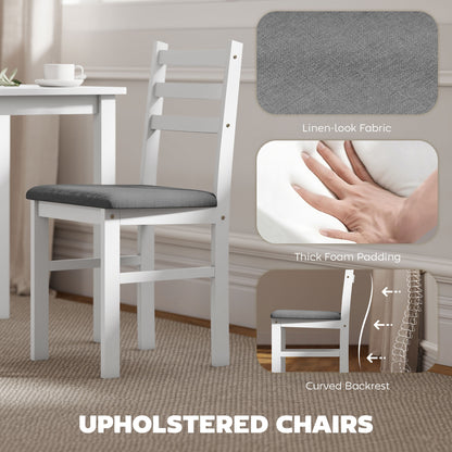 US Local 5-Piece Small Kitchen Table Set For 4, Farmhouse Dining Table Set With Upholstered Chairs And Rubber Wood Legs, White