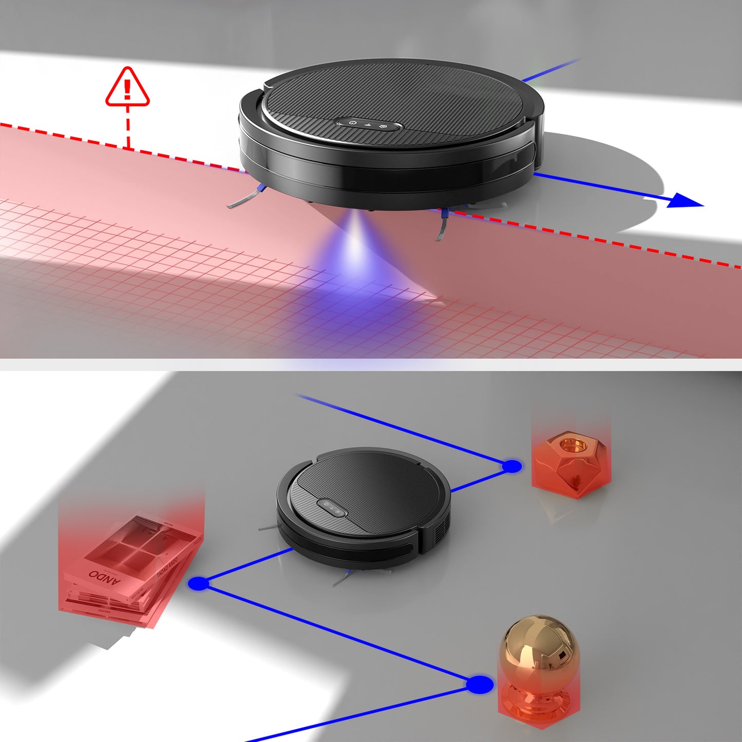 US Local Robot Vacuum And Mop, 3 In 1 Combo Cleaner For Home With Pet Hair And Hard Floor, 5000Pa Suction, 120 Mins Run Time,Self-Charging,Super Thin Body