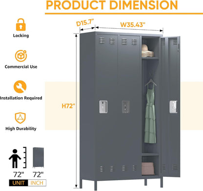 US Local 15 Doors Metal Lockers For Employees For Offices School Gyms Home,Assembly Required,Dark Gray