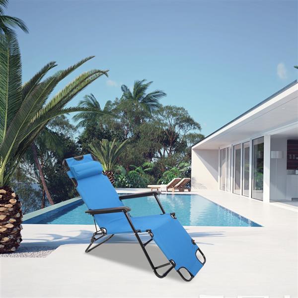 US Local Portable Folding Dual-use Extended Version Lounge Chair Blue