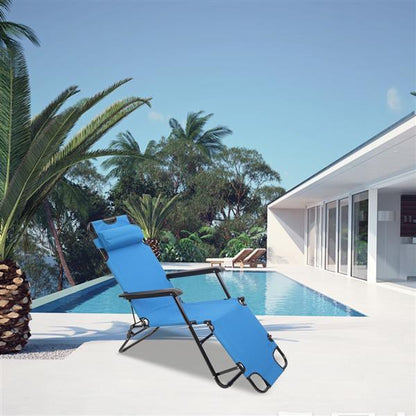 US Local Portable Folding Dual-use Extended Version Lounge Chair Blue