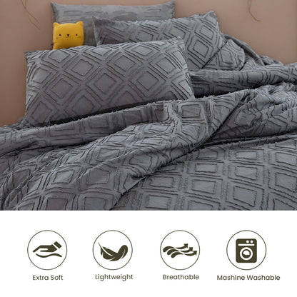 US Local Bohemian Style Quilt Cover Set, Cut Flower Quilt Cover, Tufted Quilt Cover Three-piece Set, One Quilt Cover And Two Pillowcases, Washable And Machine Washable Without Shrinkage, Suitable For Hotels