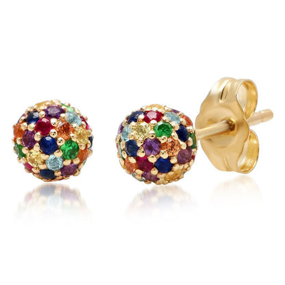 Fashion Personality Exquisite Rhinestone Zircon Multicolor Round Studs