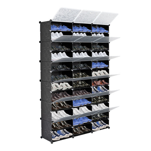 US Local 3 Rows, 12 Layers, 36 Compartments Plastic Shoe Box Storage Rack