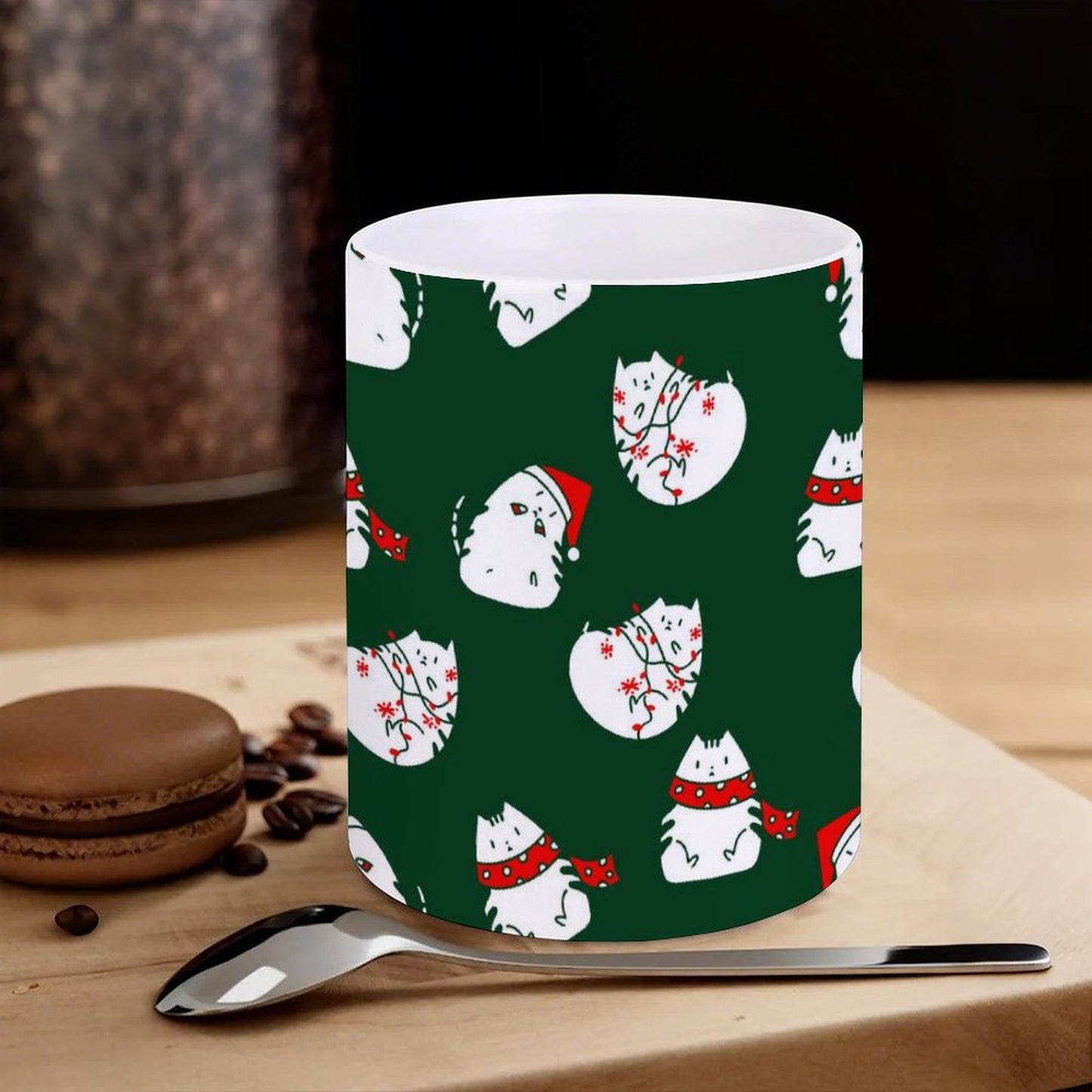 POD US Local White mug with full print, Christmas Cat 0031