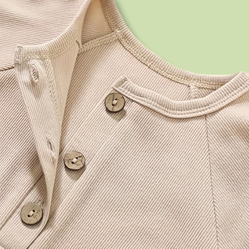 US Local 3-Pack Baby Boys One-Piece Romper Set, Long Sleeve Ribbed Button Jumpsuit