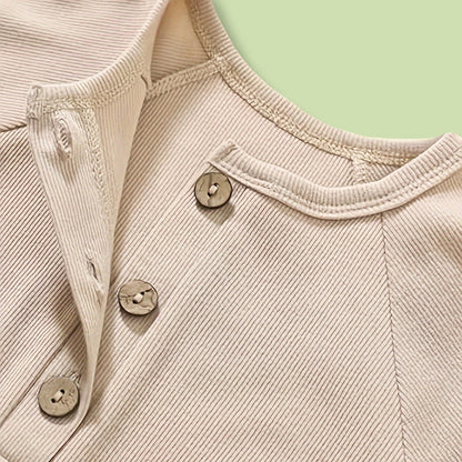 US Local 3-Pack Baby Boys One-Piece Romper Set, Long Sleeve Ribbed Button Jumpsuit